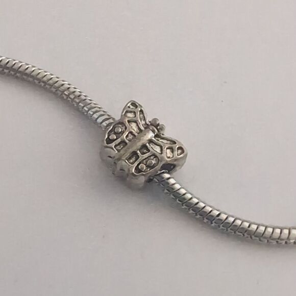 Silver Butterfly Charm for Pandora Style Bracelet - Picture 2 of 4